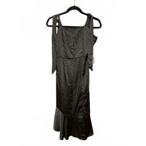 Skies Are Blue Black Satin Midi Dress XS NWT